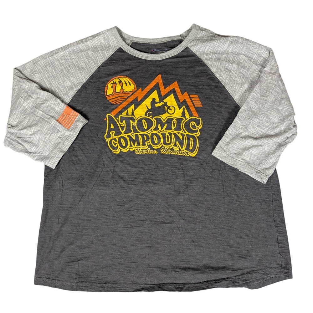 Champion Atomic‎ Compound Nowhere Montana Raglan Baseball Tee Grey 3/4 Sleeve